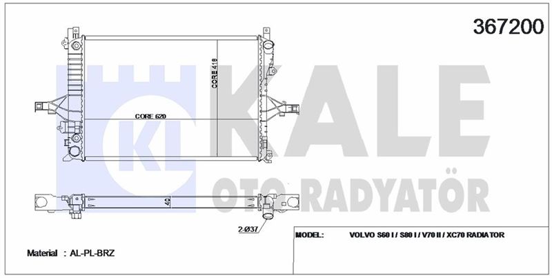 MOTOR SU RADYATORU VOLVO S60 I 00> 2.0T 2.3T 2.4D 2.4I 2.5T AT S70 00> AT S80 I 98> AT XC70 00> AT - KALE 367200