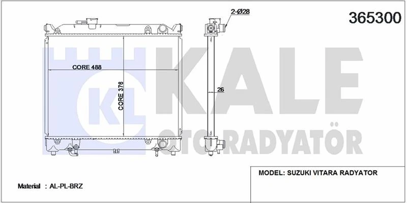 Japon Su Radyatörü - 376x488x26 - Kal 365300