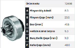 MARŞ DİŞLİSİ-VT 8D  R.CLIO/MEGANE **GÖVDE ÇAPI GENİŞ** - FORMMETAL-72698