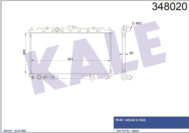 MOTOR SU RADYATORU NISSAN XTRAIL 2001 2013 OTOMATIK VITES - KALE 348020