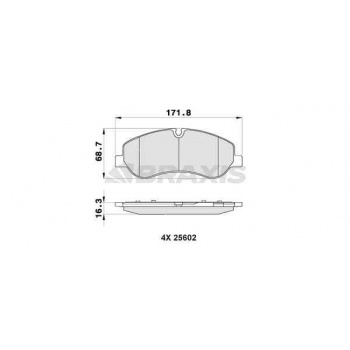 ON FREN BALATASI TRANSIT CUSTOM V362-V363 12> (ARKA TEK TEKER) - BRAXIS AB0503