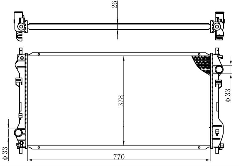 MOTOR SU RADYATORU (+AC) TRANSIT V184 2,4TDCI 115PS / 120PS / 125PS 01>06 KLIMALI OLCU: (770 X378 X - ORIS BFR059026