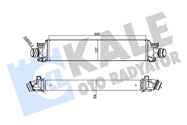 TURBO RADYATORU (INTERCOOLER) CHEVROLET AVEO T300 1.3D 12> (600x129x64) - KALE 355940