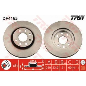 ON FREN DISKI (4 BIJON) CORSA C COMBO C TIGRA B MERIVA A - TRW DF4165
