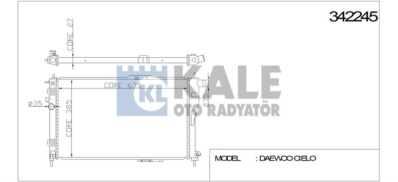 Daewoo Motor Su Radyatoru Daewoo Racer Cielo 96>00 Otomatık (635x385x27) - Kale 342245