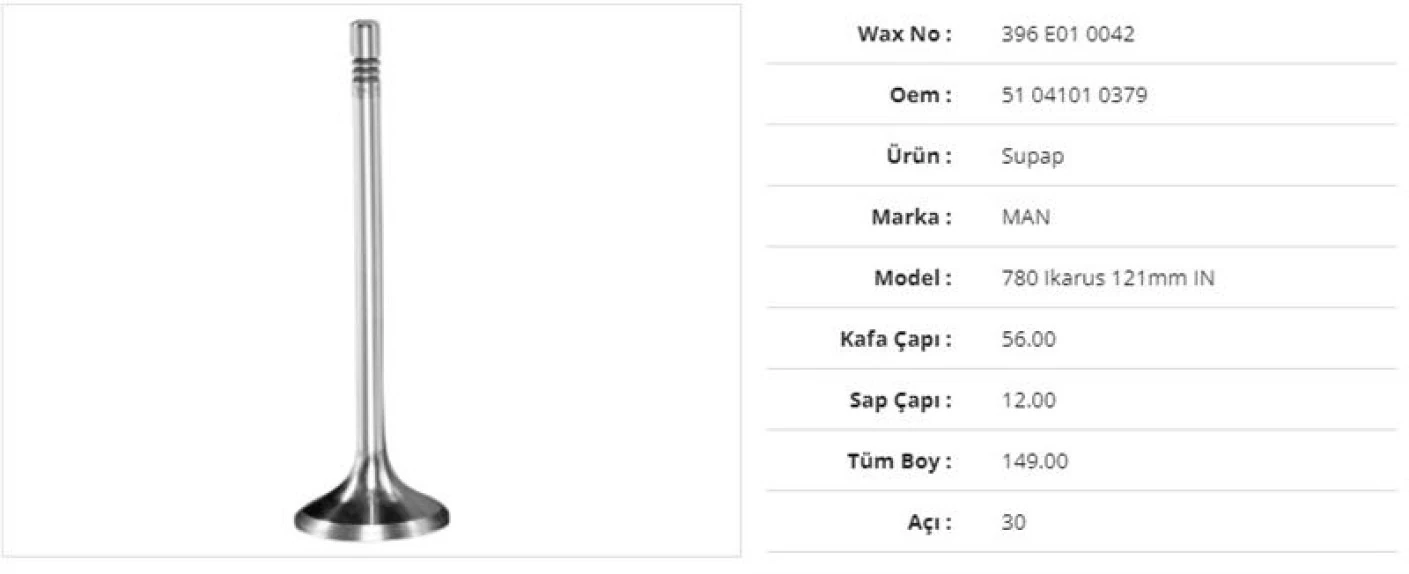 Man Truck Subap Emme Man 780 İkarus 121mm 56kx12sx149bx30a (6adet) - Wax 396 E01 0042