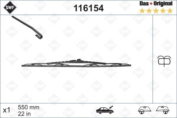 SILECEK SUPURGESI SWF ON SAG (550mm) V-CLASS 638/2 99>03 VITO 638 97>03 - VALEO 116154