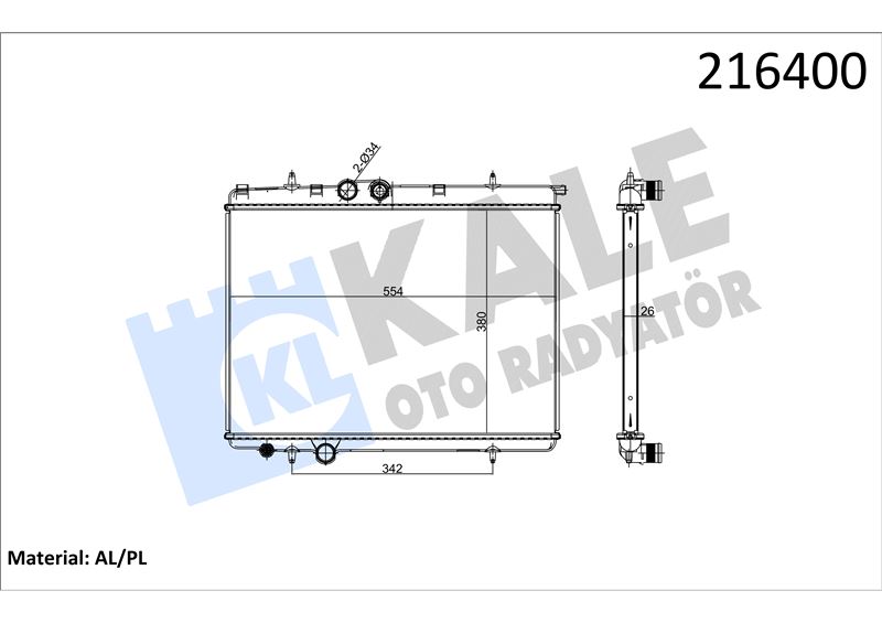 MOTOR SU RADYATORU P206 P206+ (T3E) 1,4 / 1,6 16V / 2,0 16V / 1,4HDI KLIMALI P206 TU5JP4 (1,6 16V) - KALE 2033011AB