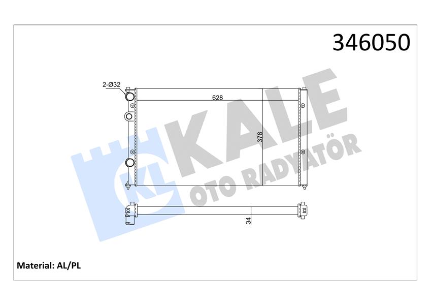 MOTOR RADYATOR CORDOBA IBIZA INCA GOLF III CADDY POLO CLASSIC 1,6 / 1,9SDI / 1,7SDI (MEKANIK SISTEM) - KALE 346050