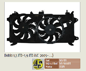 FAN MOTORU KLİMALI>DOBLO 1.3,1.9 JTD  ÜÇ PİMLİ  ÇİFTLİ - SGR-59791