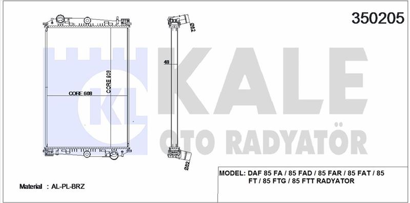 MOTOR SU RADYATORU DAF 85 FA / 85 FAD / 85 FAR / 85 FAT / 85 FT / 85 FTG / 85 FTT (CERCEVESIZ) / (MT - KALE 350205