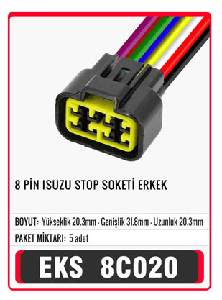 SOKET>8 PİN ISUZU STOP  ERKEK - EKS-8C020