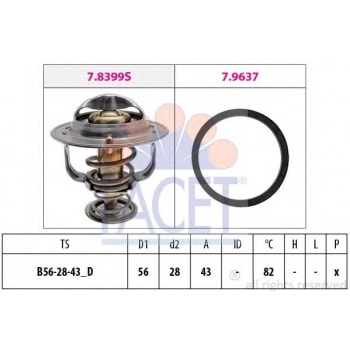 TERMOSTAT 82C° COROLLA 1.3 1.6 92>00 AVENSIS 97>00 RAV4 96>00 - FACET 7.8522