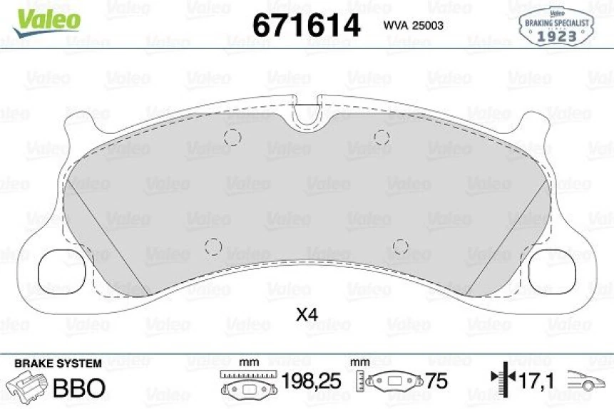 Vag Fren Balatası On Porche 911 3.0 Carrera S 15> - Valeo 671614