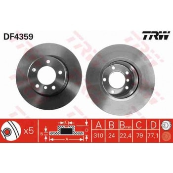 FREN DISKI ON HAVALI BMW E60 04>10 - TRW DF4359