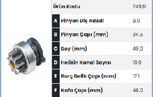 MARŞ DİŞLİSİ-9D BAŞAK TRAKTÖR/PANCAR MOTOR - FORMMETAL-74931