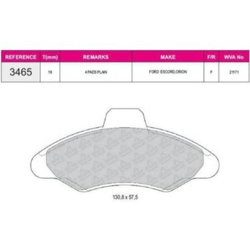 Ford On Fren Balatası Escort 95>00 (fissiz - Sekmansız) 19mm - Beser 3464