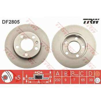 ARKA FREN AYNASI GOLF IV 1,8 1,9TDI 97> BORA 98> OCTAVIA 1,8 20V 1,9 TDI 96> FABIA 1,4 1,9TDI 2,0 - TRW DF2805