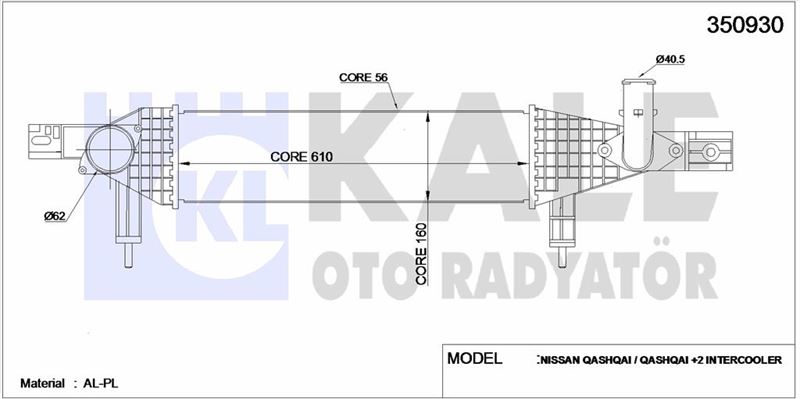 TURBO RADYATORU INTERCOOLER NISSAN QASHQAI J10 1,6 DCI 11>13 R9M MOTOR - KALE 350930