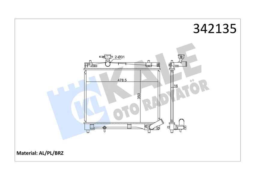 MOTOR SU RADYATOR YARIS 1,3 1,33 2010> MANUEL VITES - KALE 342135