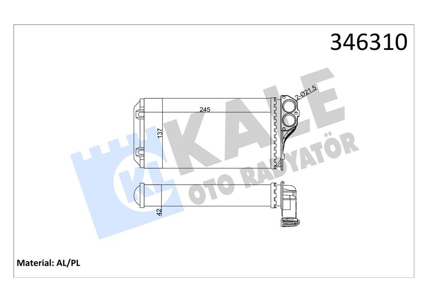KALORIFER RADYATORU P307 1,4HDI 1,6HDI 1,4 16V 1,6 16V 2,0 16V 03>05 AL4 OTOMATIK SOGUTMA BEHR TIPI - KALE 346310