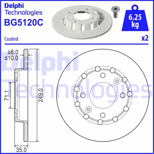FREN DISKI (CIFTLI PAKET) - BOYALI, DELIKLI PEUGEOT: 208 II 2008 II CITROEN C4 III C41 OPEL CORSA F - DELPHI BG5120C
