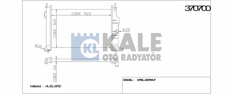 MOTOR SU RADYATORU (BRAZING) ASTRA F 1,7D 91-98 X14XE 536X368X32 - KALE 370700