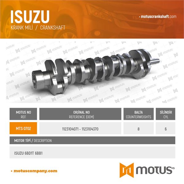 KRANK MILI ISUZU KAMYON 6BD1 T 6BB1 HITACHI - MOTUS 702
