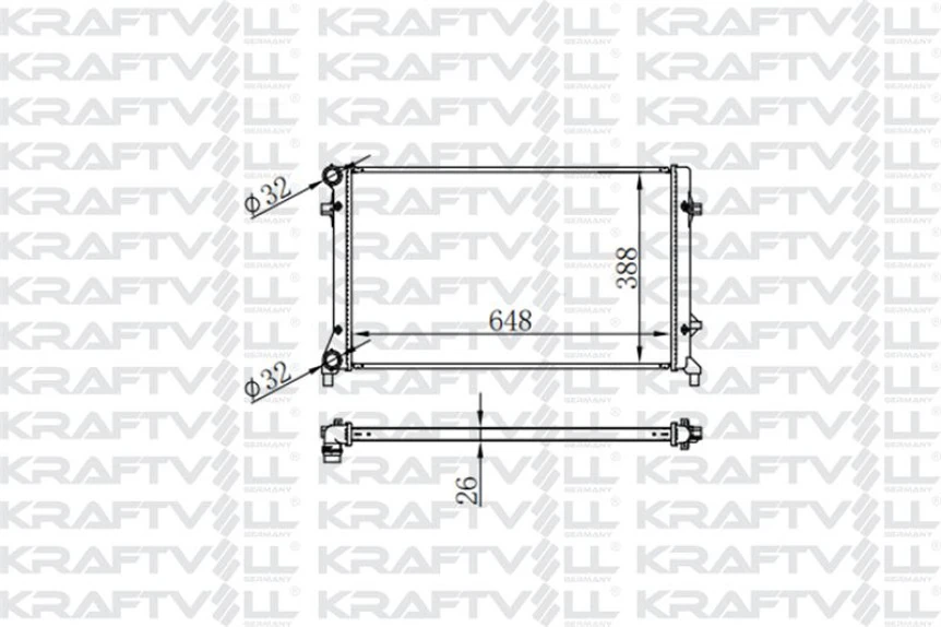 Vag Motor Radyatoru Caddy III Golf V VI Passat A3 Leon Octavıa 1,4 Tsi 1,6tdi 1,9tdi 2,0tsi 04>10 (648*3 - Kraftvoll 08040053