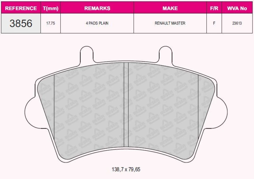 Renault On Fren Balatası Master II 01 10 Movano 01> Tum Modeller İnterstar 01> - Grap 93856