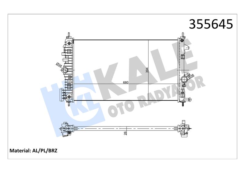 MOTOR SU RADYATORU A.T (BRAZING) INSIGNIA A 09>17 B16DTH B16DTJ B20DTH - KALE 355645