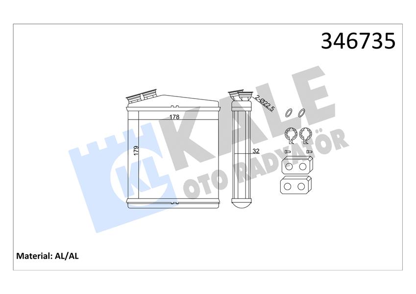 KALORIFER RADYATORU FREELANDER 2 06-14 EVOQUE 12-18 DISCOVERY SPORT 15> / S60 II S80 II V60 V70 III - KALE 346735