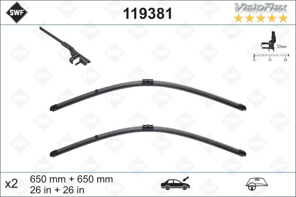 SILECEK SUPURGESI SWF ON TK. (650mm / 650mm ) C219 05>10 W211 02>08 S211 03>09 R230 03>12 - VALEO 119381