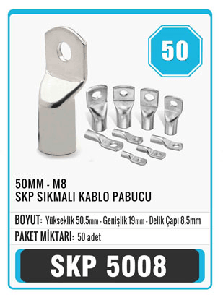 SIKMALI KABLO PABUCU>50MM - M8 SKP - EKS-SKP5008