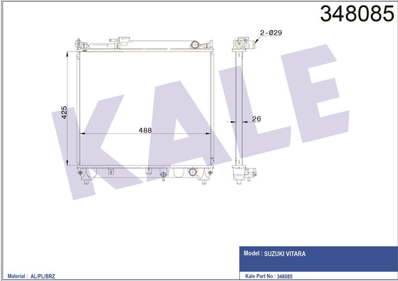 MOTOR SU RADYATORU VITARA 1.6 90>98 MANUEL 5 KAPI 26MM - KALE 348085
