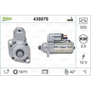MARS MOTORU 12V 11 DIS 2 KW A2 A3 CORDOBA IBIZA LEON FABIA TOLEDO OCTAVIA BORA 1,9TDI 00> (AMF / BHC - VALEO 438076