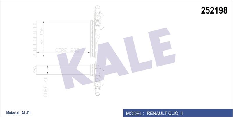 KALORIFER RADYATORU KANGOO CLIO II 1,2 / 1,4 / 1,6 / 2,0 / 1,5DCI / 1,9D 98> - KALE 0585872AL