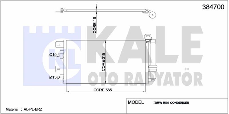 KLIMA RADYATORU MINI R50 R53 0206 R52 0407 - KALE 384700