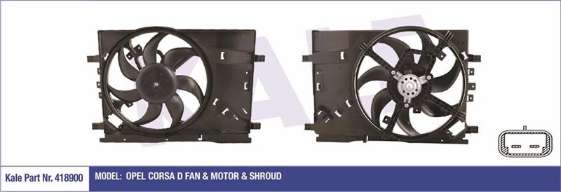RADYATOR FAN MOTORU+DAVLUMBAZ CORSA D 130W 390MM - KALE 418900