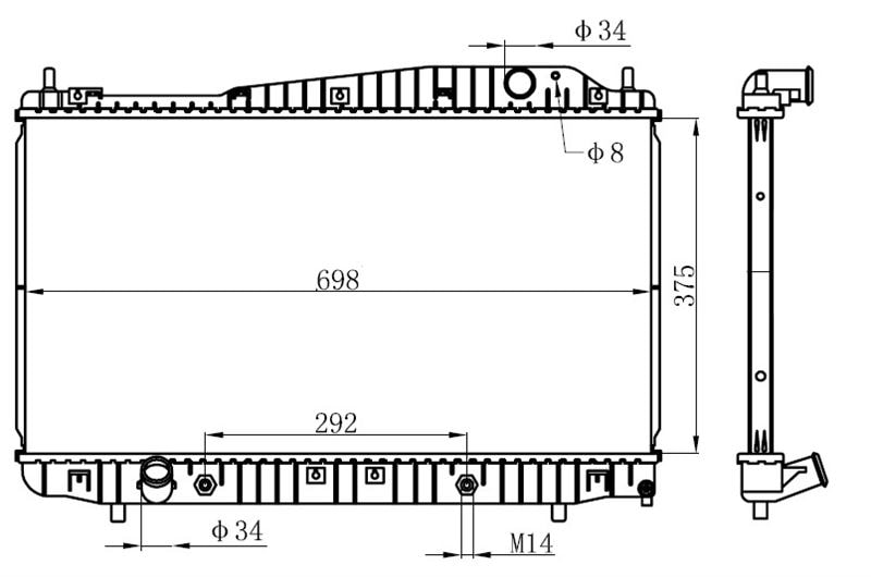 MOTOR RADYATORU (375x698x26) EVANDA 2,0I 02-> OTOMATIK - ORIS BCH006026