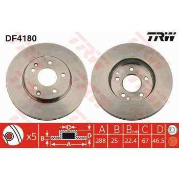 FREN DISKI ON W203 00>07 CL203 03>08 C209 02>09 W210 96>02 R170 96>04 - TRW DF4180