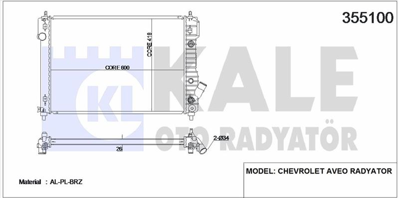 MOTOR SU RADYATORU (OTOMATIK) AVEO KALOS T255 1,4 16V - KALE 355100