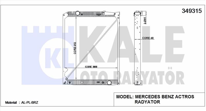 RADYATOR MOTOR MERCEDES BENZ ACTROS (CERCEVELI) / (AT) - KALE 349315