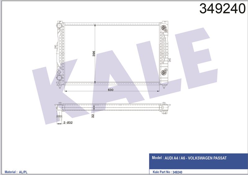 MOTOR SU RADYATORU PASSAT 00>05 A4 94>01 A6 97>05 - KALE 349240