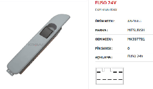 Unıversal Fuso Sağ Tekli Cam Anahtarı 24v - Mcar-An1863