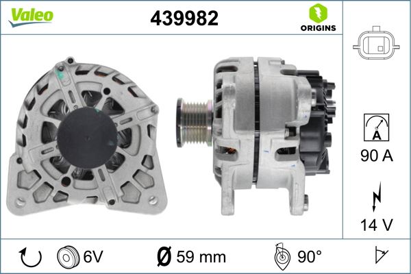 ALTERNATOR 14V 90 A H5F 1.2 DOKKER LODGY CAPTUR SCENIC MEGANE III-IV - VALEO 439982