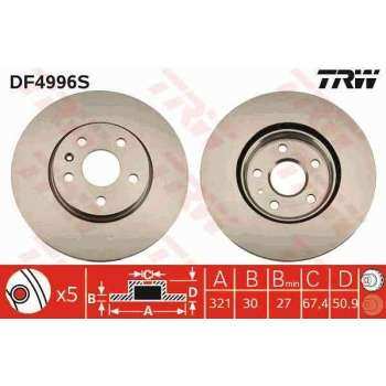 ON FREN AYNASI HAVALI INSIGNIA A 08> SAAB 9-5 (YS3G) 10> (17 JANT) - TRW DF4996S