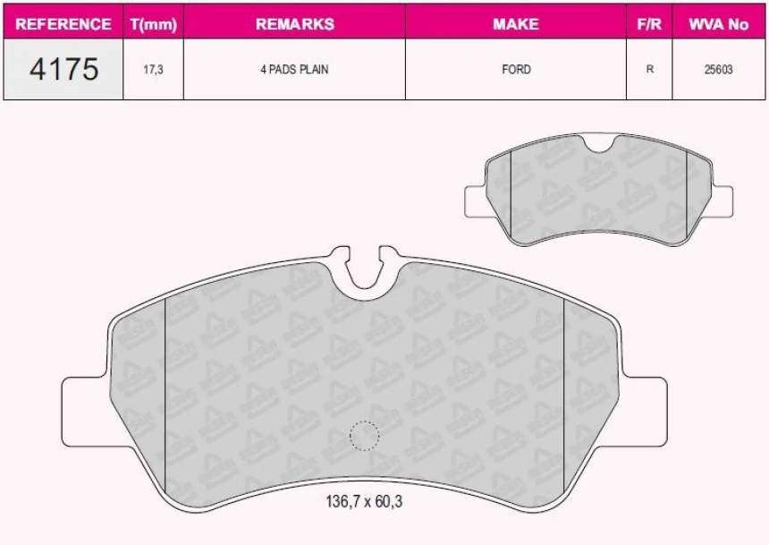 Ford Arka Fren Balatası Transıt Custom V362-V363 12> (arka Tek Teker) - Beser 4175