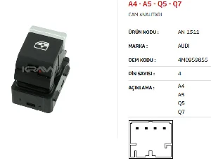 Unıversal Cam Anahtarı -Tekli A4 - A5 - Q5 - Q7 - Mcar-An1511