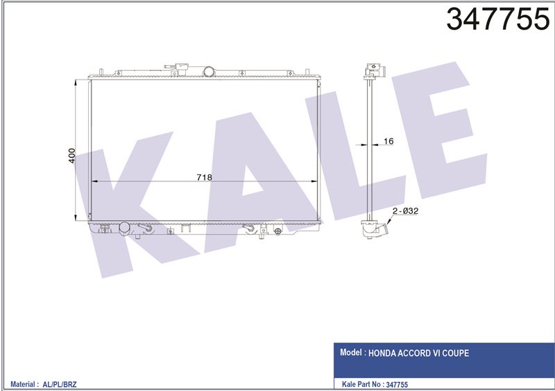 MOTOR SU RADYATORU ACCORD COUPE 98>02 OTOMATIK - KALE 347755